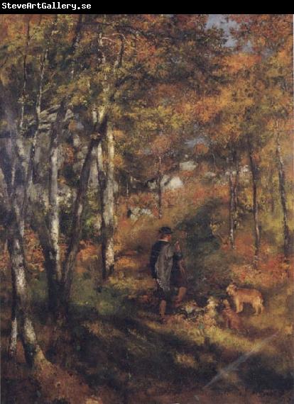 Pierre Renoir The Painter Jules Le Coeur walking his Dogs in the Forest of Fontainebleau